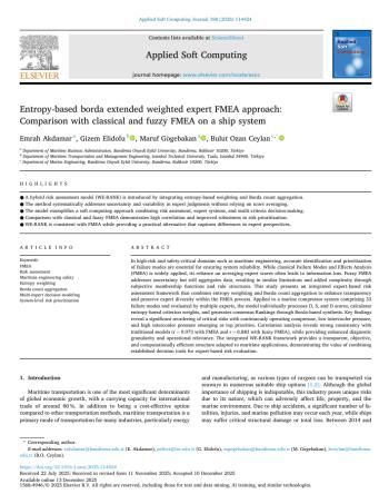 Doç. Dr. Emrah Akdamar'ın “Entropy-Based Borda Extended Weighted Expert FMEA Approach” Başlıklı Çalışması Applied Soft Computing Dergisinde Yayımlandı.