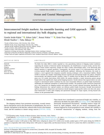 Dr. Öğr. Üyesi Ersin Fırat Akgül’ün “Interconnected Freight Markets” Başlıklı Çalışması Ocean & Coastal Management Dergisinde Yayımlandı.